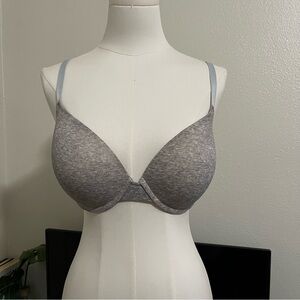 Victoria’s Secret PINK Solid Grey Push Up T-Shirt Bra Full Coverage EUC 34DD